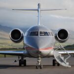 Bombardier Challenger 605 Private Jet ready for takeoff.