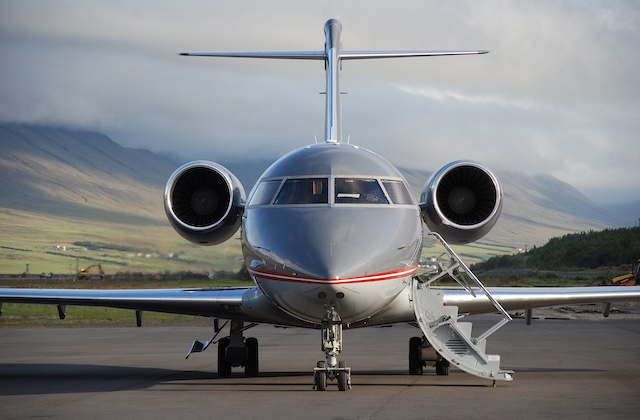 Bombardier Challenger 605 Private Jet ready for takeoff.