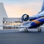 A private jet parked in front of Jet Linx Scottsdale's private terminal.